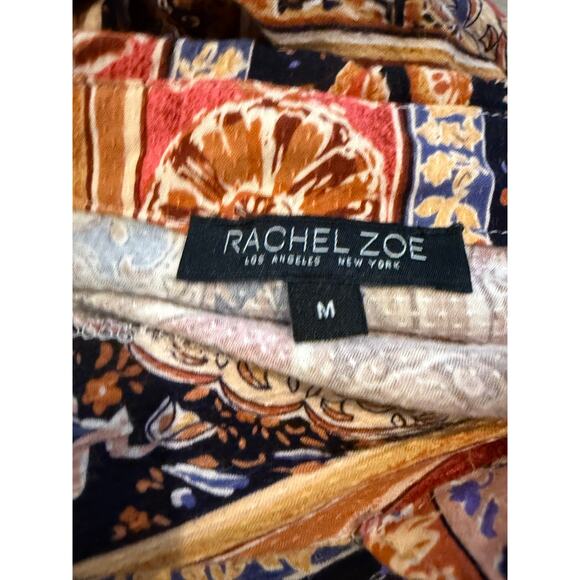 Rachel Zoe Cropped Collared Long Sleeve Top Rust Boho Print M - Picture 6 of 8